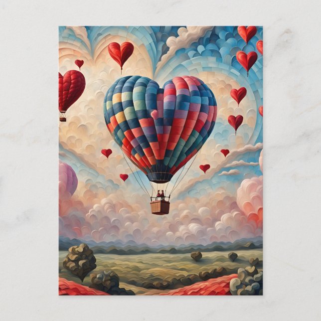 Heart Shape Hot Air Balloon  Postcard (Front)
