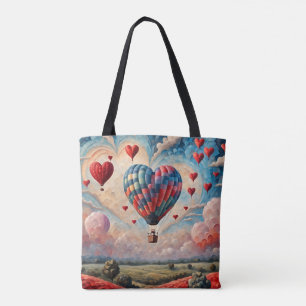 Heart Shape Hot Air Balloon Tote Bag