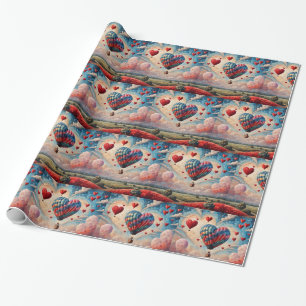 Heart Shape Hot Air Balloon  Wrapping Paper