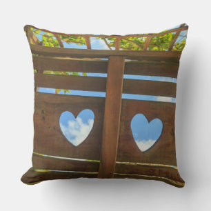 Heart shape in a fence, Belize Throw Pillow