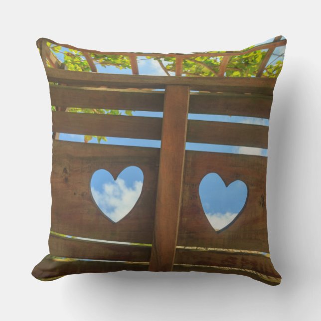 Heart shape in a fence, Belize Throw Pillow (Front)