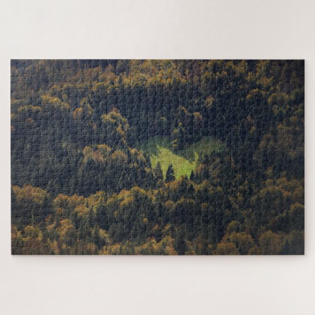 Heart shape in a forest in Slovenia Jigsaw Puzzle (Horizontal)