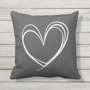 Heart shape line love Valentine Outdoor Pillow