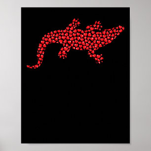 Heart Shape Love Alligator Valentine's Day Poster
