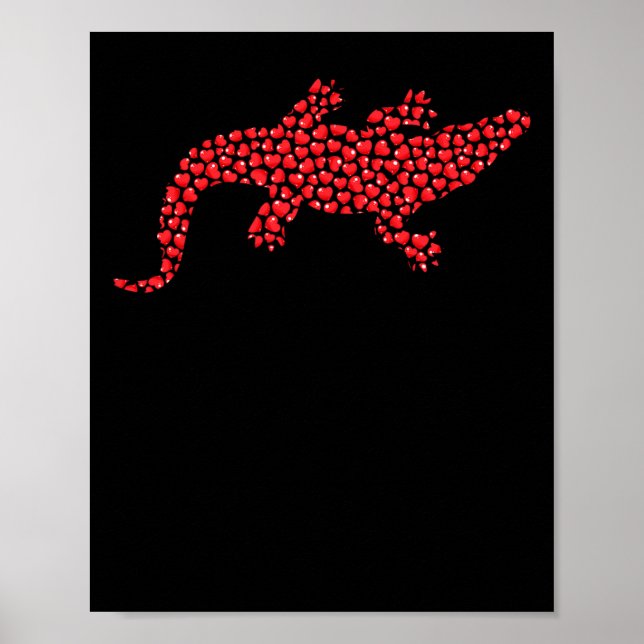 Heart Shape Love Alligator Valentine's Day  Poster (Front)