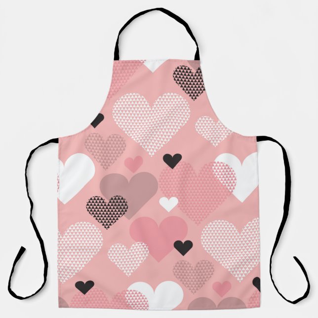 Heart shape modern seamless pattern in geometry st apron (Front)