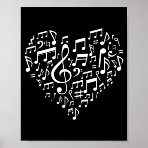Heart Shape Musical Notes Music Lovers Gift Valent Poster