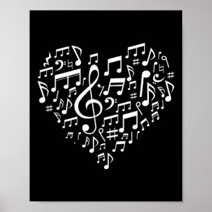 Heart Shape Musical Notes Music Lovers Gifts Valen Poster