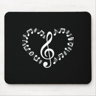 Heart Shape Musical Notes Music Lovers Happy Valen Mouse Pad