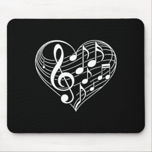 Heart Shape Musical Notes Valentines Day Men Women Mouse Pad