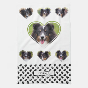 Heart Shape Pet Photo Templates And Paws & Name Kitchen Towel