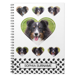 Heart Shape Pet Photo Templates And Paws & Text Notebook
