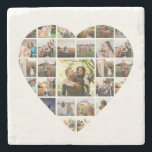 Heart Shape Photo Collage Stone Coaster<br><div class="desc">Create your own custom photo collage coaster. Add your favourite pictures in a heart shape collage arrangement and custom text. *Some images will be cropped to the heart shape frame.</div>