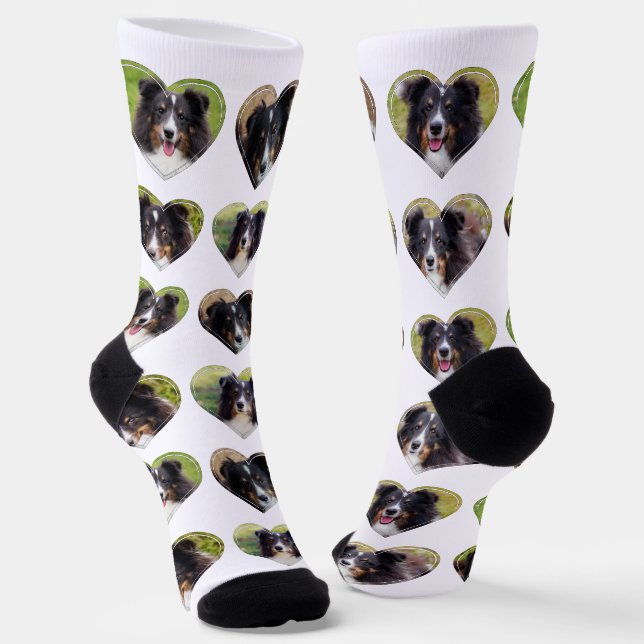 Heart Shape Photo Template For Six Photos Socks (Angled)