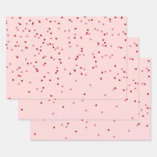 heart shape pink and red heart wrapping paper sheet