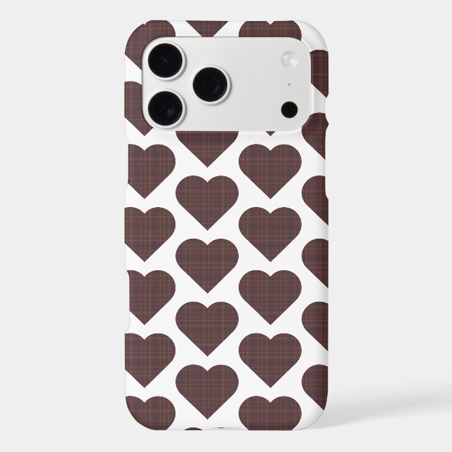 Heart Shape Plaid Classic Brown iPhone Case (Verso)