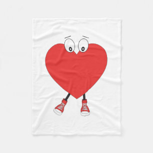Heart Shape Red Cute Love Character Design Fleece Blanket