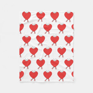 Heart Shape Red Cute Love Character Design Fleece Blanket