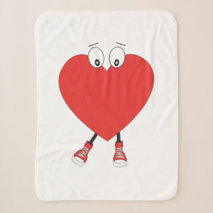 Heart Shape Red Cute Love Character Design Sherpa Blanket
