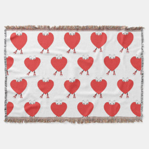 Heart Shape Red Cute Love Character Design Throw Blanket