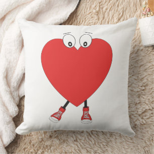 Heart Shape Red Cute Love Character Design Throw Pillow