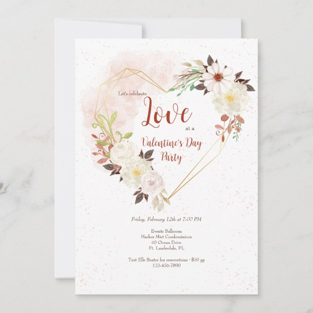 Heart Shape Rustic Invitation (Front)