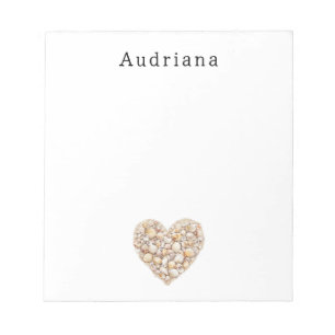 Heart Shape Sea Shells Ocean Beach Personalized  Notepad