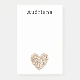 Heart Shape Sea Shells Ocean Beach Personalized Post-it Notes