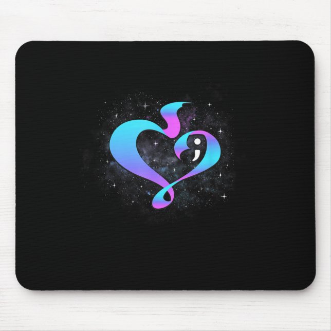 Heart Shape Semicolon - Suicide Prevention Awarene Mouse Pad (Front)