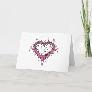 heart shape stars tattoo design card