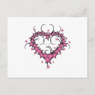 heart shape stars tattoo design postcard