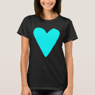Heart Shape Symbol Love Kindness Peace Cyan T-Shirt