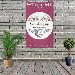 Heart Shape Tree Family Reunion Vertical Template Banner