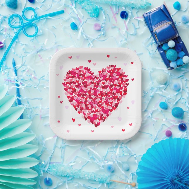 Heart Shape Valentines Day Love Gift Paper Plate (Party)
