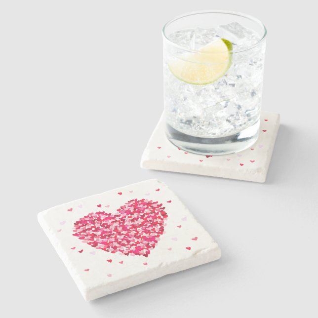 Heart Shape Valentines Day Love Gift Stone Coaster (Side)