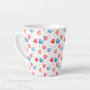 Heart Shape Watercolor Hand Painting Latte Mug