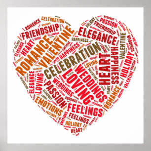 Heart shape words cloud poster