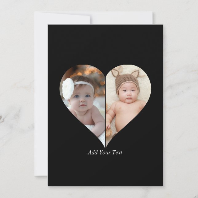 Heart Shaped 2 Photo Collage Announcement (Front)