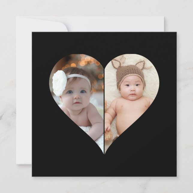 Heart Shaped 2 Photo Collage Announcement (Front)