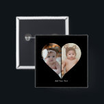 Heart Shaped 2 Photo Collage Inch Square Button<br><div class="desc">This Custom Heart Shaped Photo design beautifully arranges your favourite memories into the shape of a heart, symbolizing love and connection. Perfect for special occasions like anniversaries, weddings, or Valentine's Day, this design highlights your cherished moments meaningfully and artfully. Its unique layout creates a visually captivating keepsake, ideal for gifting...</div>