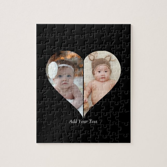 Heart Shaped 2 Photo Collage Jigsaw Puzzle (Vertical)