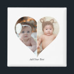 Heart Shaped 2 Photo Collage Magnet<br><div class="desc">This Custom Heart Shaped Photo design beautifully arranges your favourite memories into the shape of a heart, symbolizing love and connection. Perfect for special occasions like anniversaries, weddings, or Valentine's Day, this design highlights your cherished moments meaningfully and artfully. Its unique layout creates a visually captivating keepsake, ideal for gifting...</div>