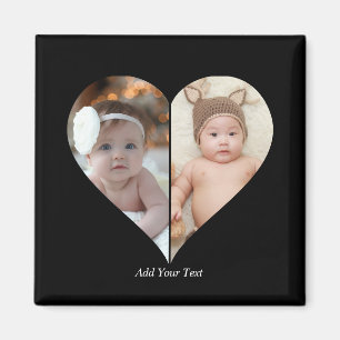 Heart Shaped 2 Photo Collage Magnet