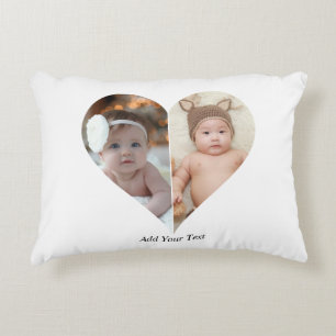 Heart Shaped 2 Photo Collage Poster Accent Pillow