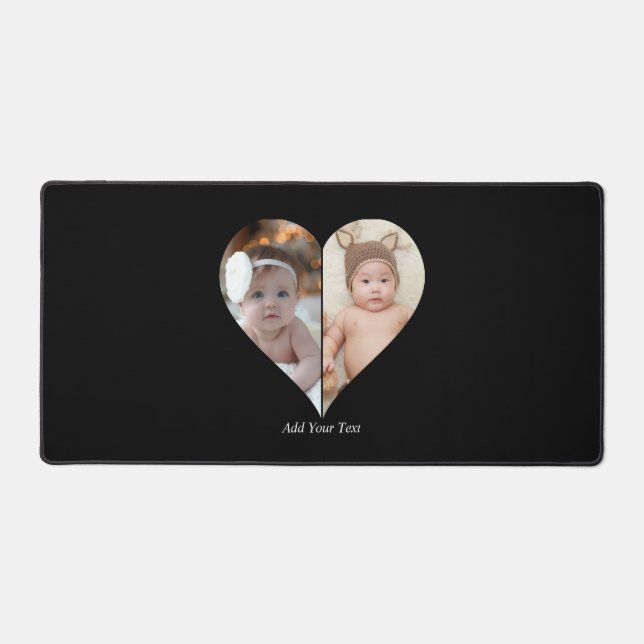 Heart Shaped 2 Photo Collage Poster Desk Mat (Front)