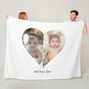 Heart Shaped 2 Photo Collage Poster Fleece Blanket
