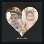 Heart Shaped 2 Photo Collage Square Sticker<br><div class="desc">This Custom Heart Shaped Photo design beautifully arranges your favourite memories into the shape of a heart, symbolizing love and connection. Perfect for special occasions like anniversaries, weddings, or Valentine's Day, this design highlights your cherished moments meaningfully and artfully. Its unique layout creates a visually captivating keepsake, ideal for gifting...</div>