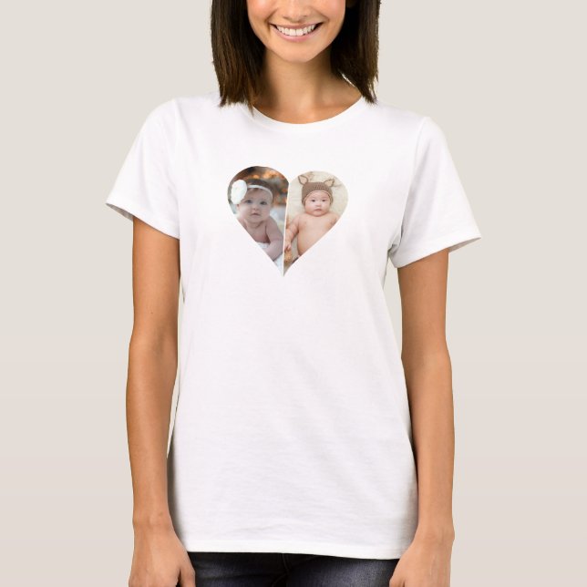 Heart Shaped 2 Photo Collage T-Shirt (Front)