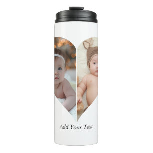 Heart Shaped 2 Photo Collage Thermal Tumbler
