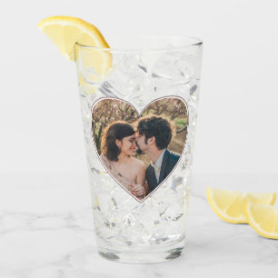 Heart Shaped 2 Photo Valentines or Wedding Custom Glass